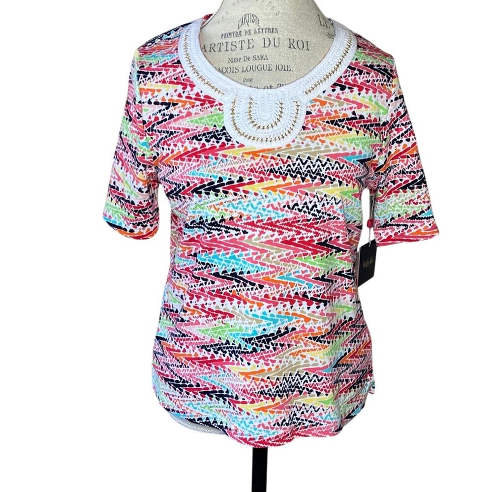 Rafaella Size Petite Medium Short Sleeve Shirt New With Tags